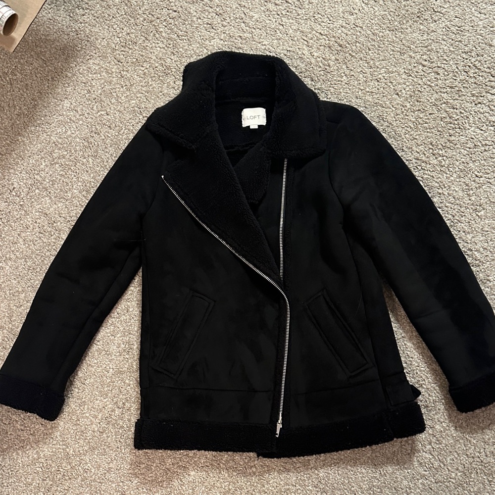 LOFT Black Jacket with Asymmetrical Zipper